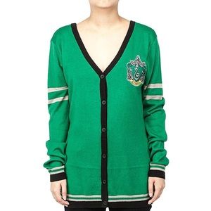 Harry Potter Slytherin w\ Logo Long Sleeve Button Down Cardigan